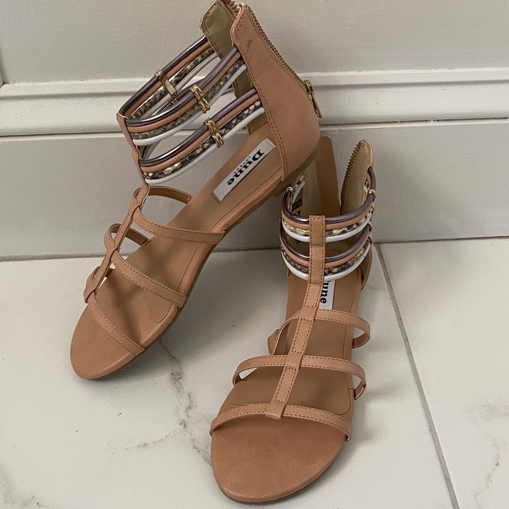 Dune London Tan Multi-Strap Sandals